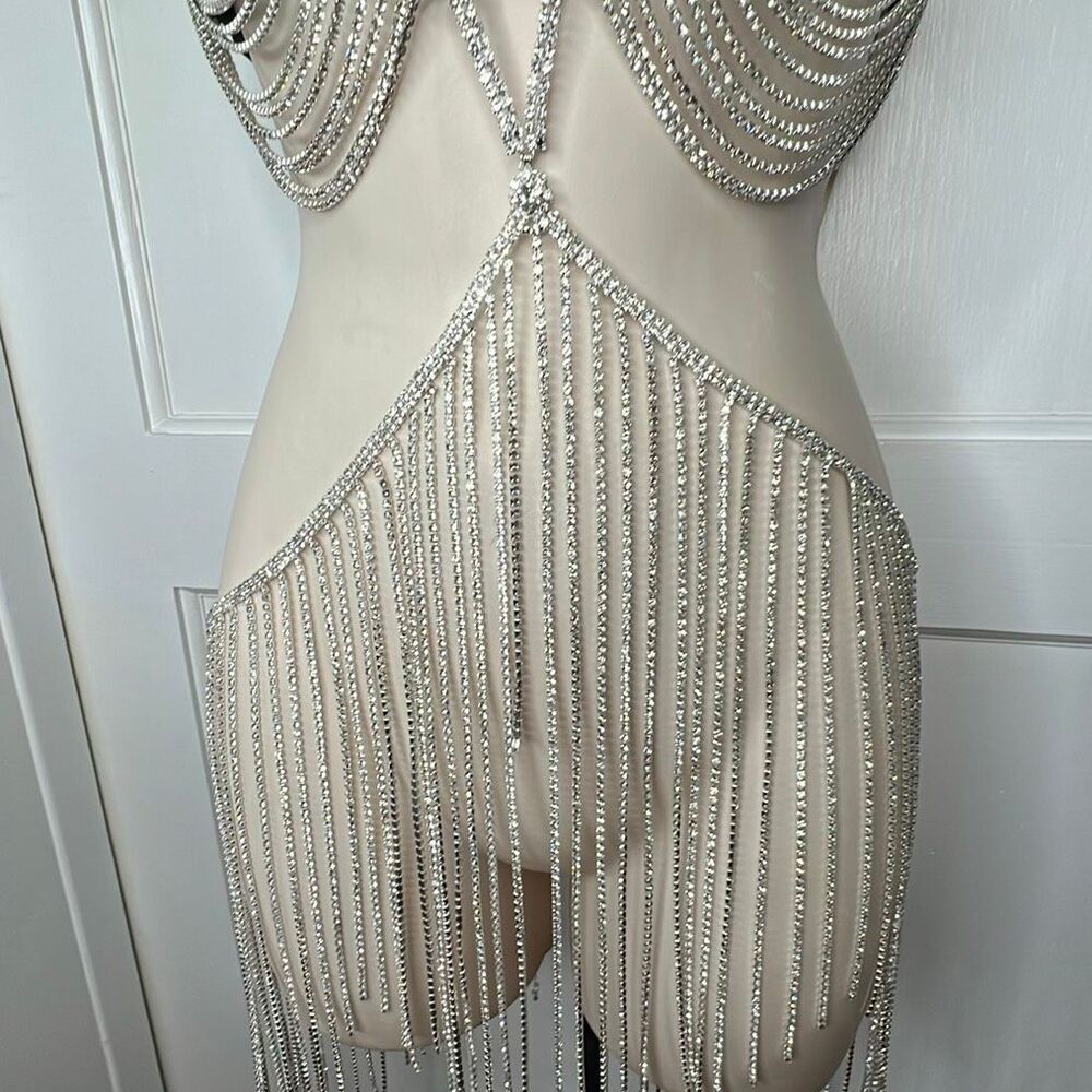 Fashion Nova Luxe Embellished Intimates Set Black Rhinestone Size Small - Picture 5 of 14